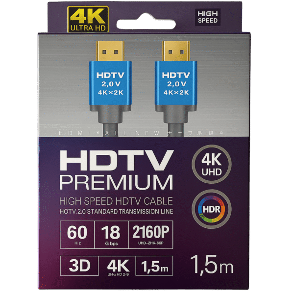 Câble HDMI 2.0 – 1.5M | 4K UHD, HDR, Haute Vitesse